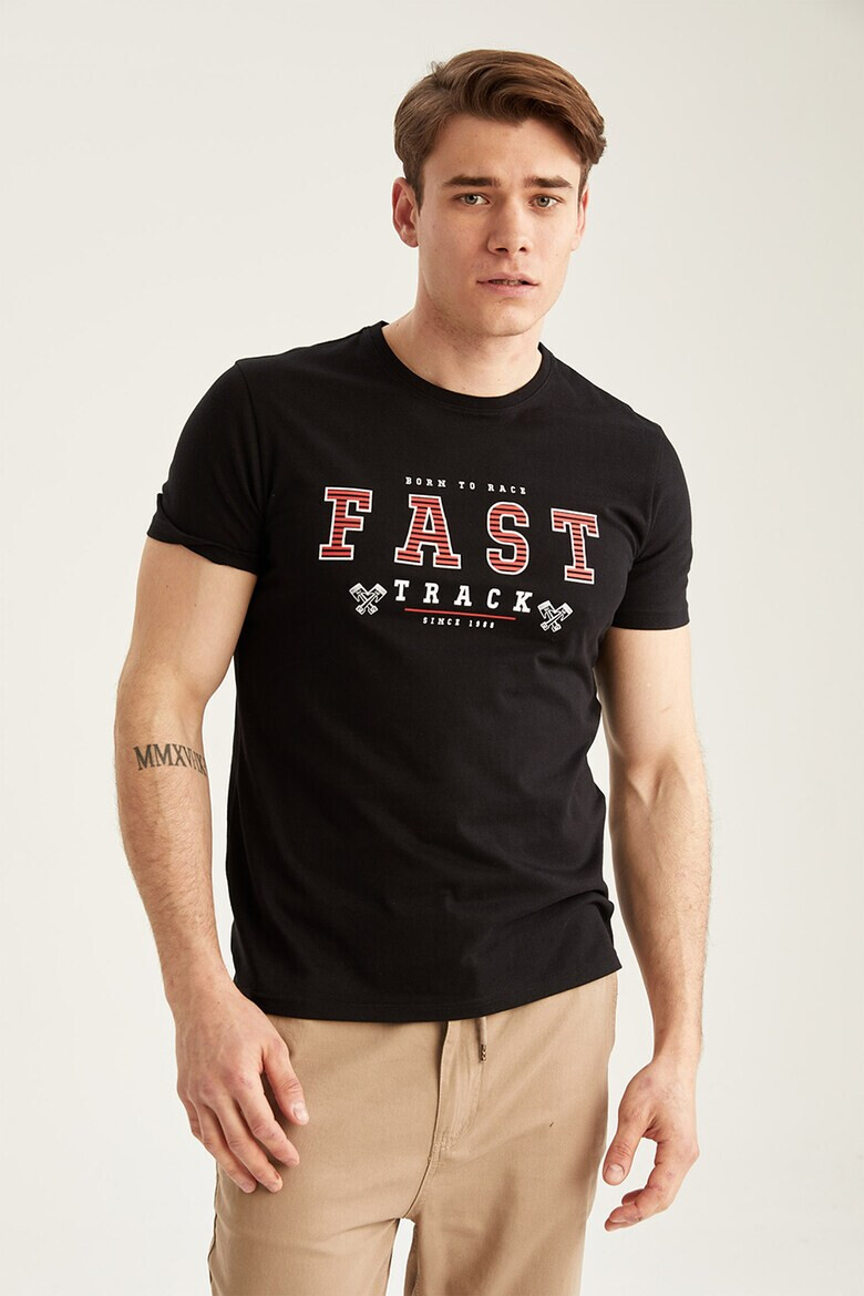 DeFacto Tricou slim fit cu imprimeu text - Pled.ro