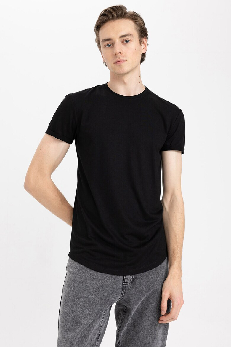 DeFacto Tricou slim fit cu terminatie rotunjita - Pled.ro