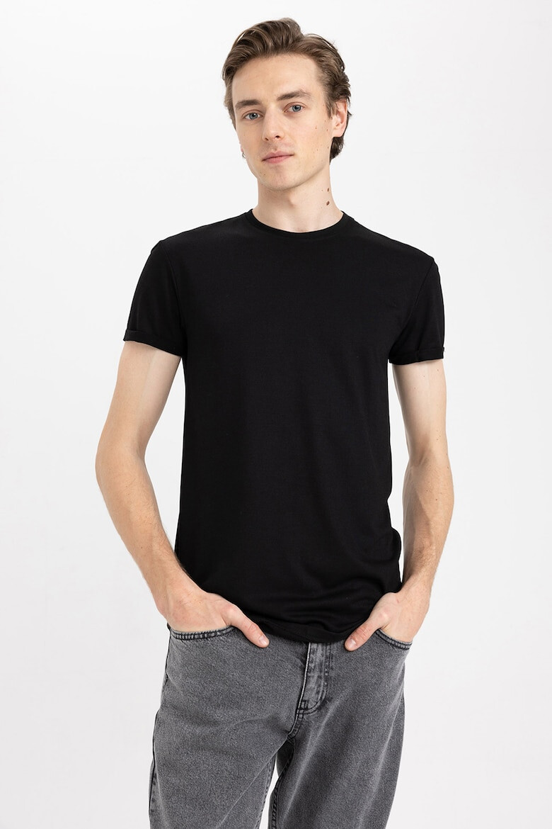 DeFacto Tricou slim fit cu terminatie rotunjita - Pled.ro