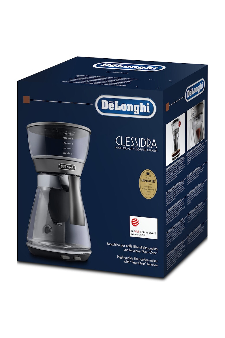 DeLonghi Cafetiera De’Longhi CLESSIDRA ICM17210 1800W Carafa din sticla Capacitate 1.25 L 10 cesti Senzor temperatura Sistem anti-picurare Oprire automata Argintiu - Pled.ro