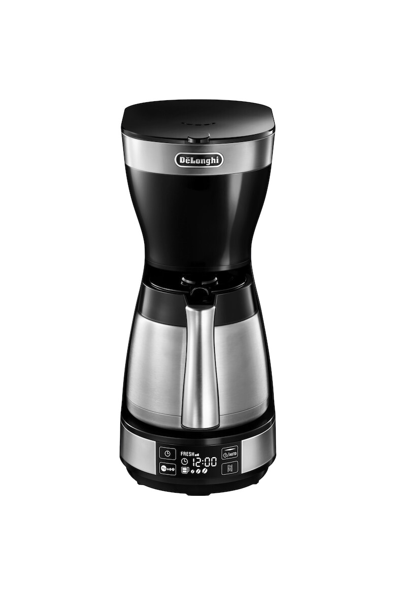 DeLonghi Cafetiera De’Longhi ICM16731 1200W Carafa termica din otel inoxidabil Capacitate 1.25 L 10 cesti Ecran LCD Timer Selector Aroma Sistem anti-picurare Oprire automata Inox/Negru - Pled.ro