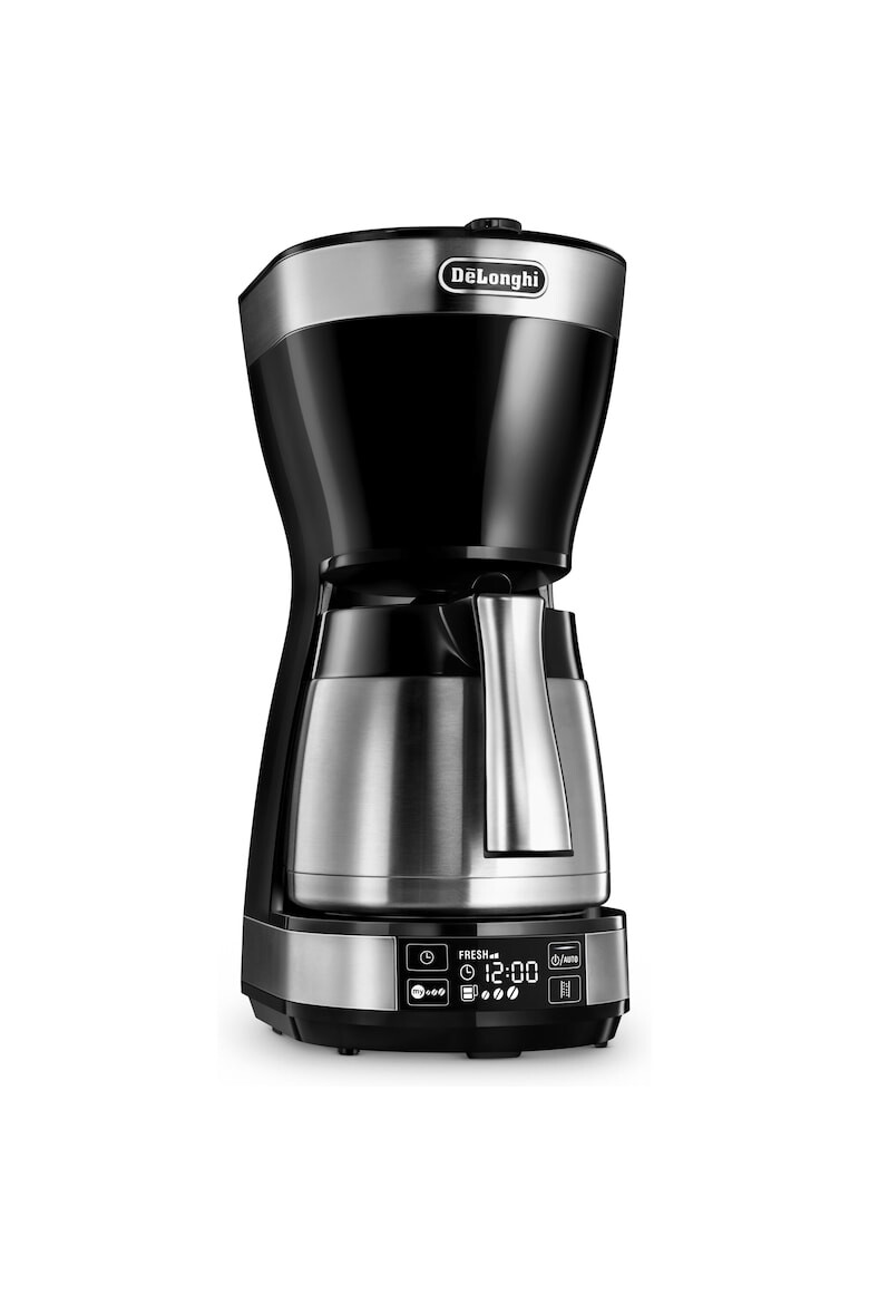 DeLonghi Cafetiera De’Longhi ICM16731 1200W Carafa termica din otel inoxidabil Capacitate 1.25 L 10 cesti Ecran LCD Timer Selector Aroma Sistem anti-picurare Oprire automata Inox/Negru - Pled.ro