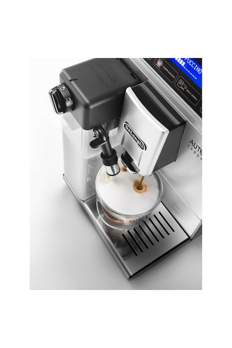 DeLonghi Espressor automat De'Longhi Autentica Cappuccino ETAM 29.660.SB Carafa pentru lapte Sistem LatteCrema Rasnita cu 13 setari 1450W 15 bar 1.4 l Argintiu - Pled.ro