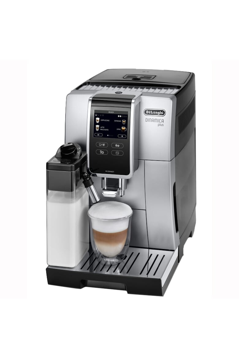 DeLonghi Espressor automat De'Longhi Dinamica Plus ECAM 370.85.SB 1450W 19 bar carafa pentru lapte sistem LatteCrema rasnita cu 13 setari functie “My coffee” Coffee Link App negru/ argintiu - Pled.ro