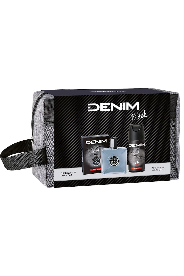 Denim Set cadou: Lotiune dupa ras Black 100 ml + Deodorant Spray Black 150 ml + borseta - Pled.ro