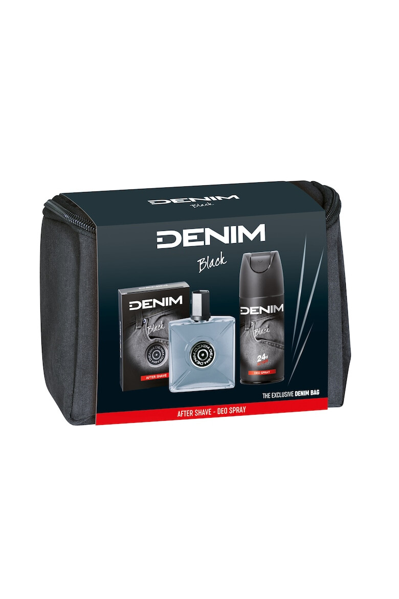 Denim Set cadou: Lotiune dupa ras Black 100 ml + Deodorant Spray Black 150 ml + borseta - Pled.ro