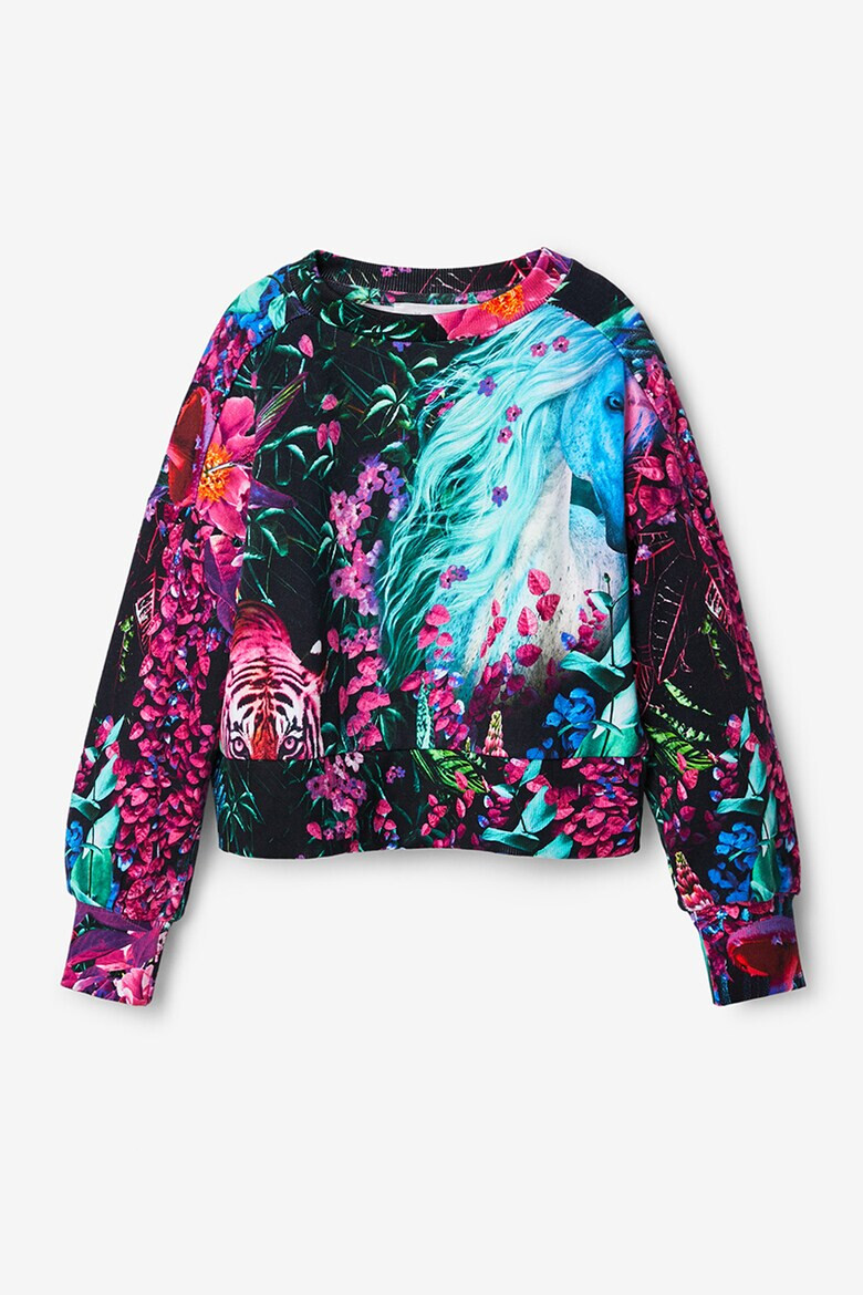 DESIGUAL Bluza sport cu imprimeu abstract si decolteu rotund - Pled.ro