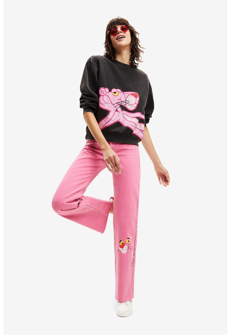 DESIGUAL Bluza sport regular fit cu decolteu la baza gatului si imprimeu The Pink Panther - Pled.ro