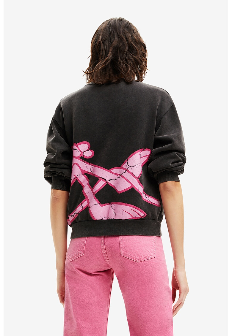 DESIGUAL Bluza sport regular fit cu decolteu la baza gatului si imprimeu The Pink Panther - Pled.ro