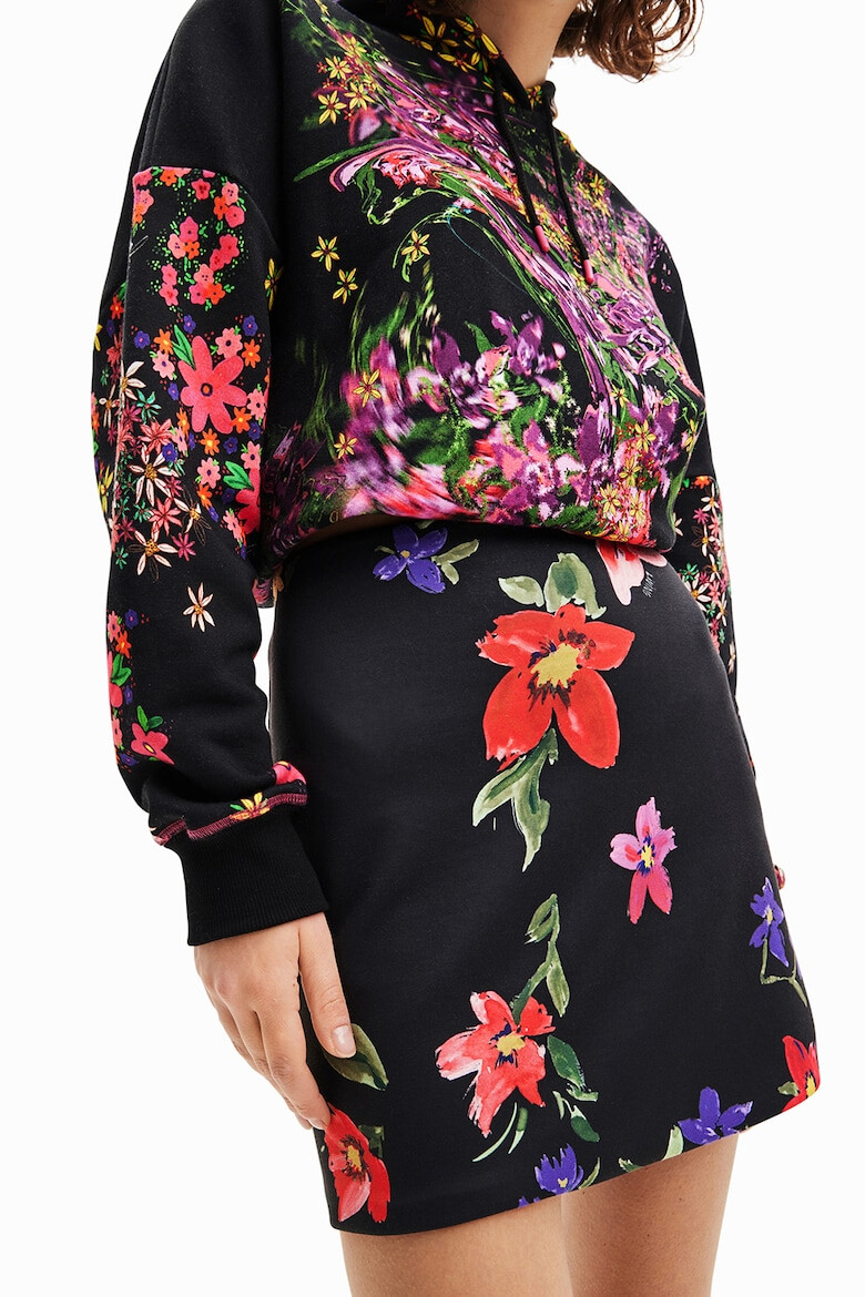 DESIGUAL Fusta cu croiala in A si imprimeu floral - Pled.ro