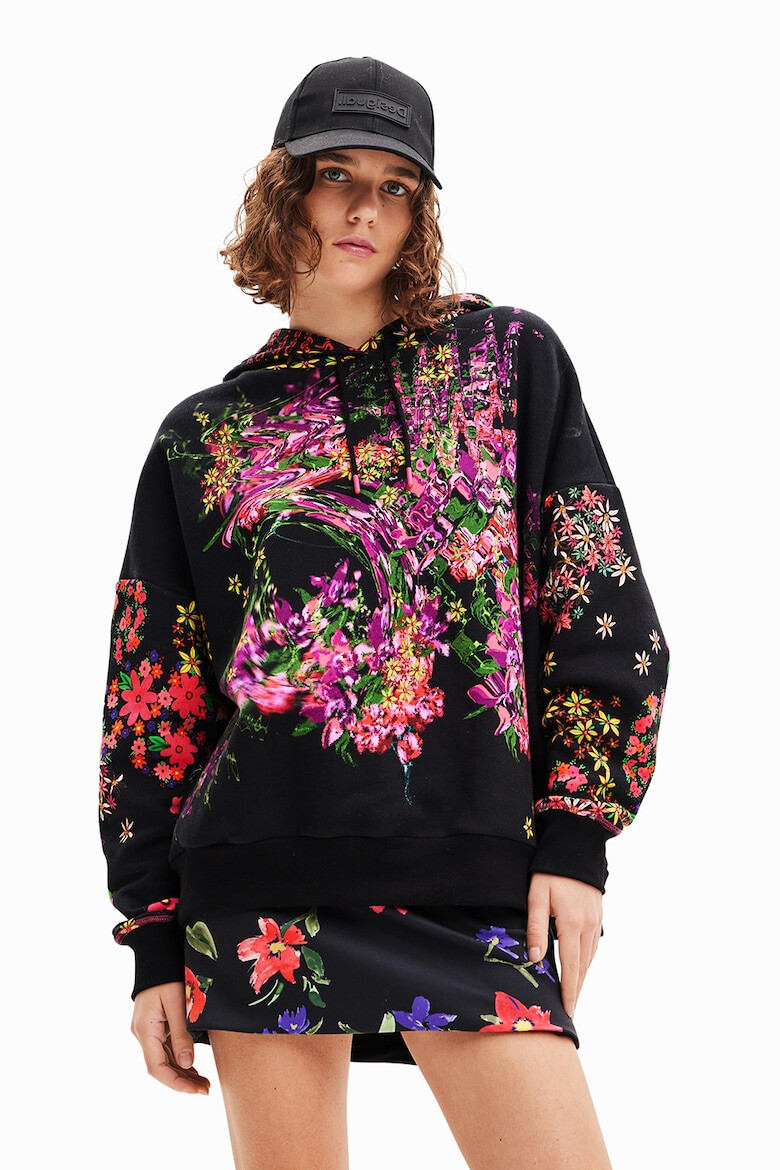 DESIGUAL Hanorac cu model floral si maneci cazute - Pled.ro