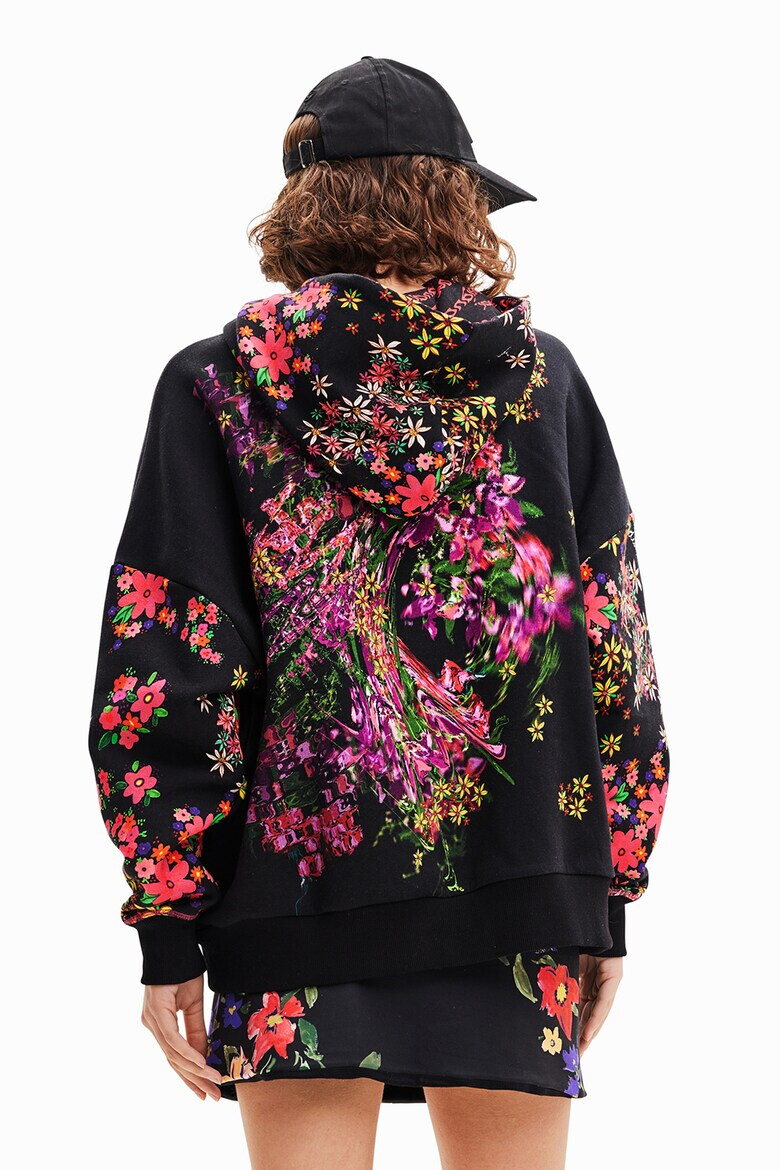 DESIGUAL Hanorac cu model floral si maneci cazute - Pled.ro