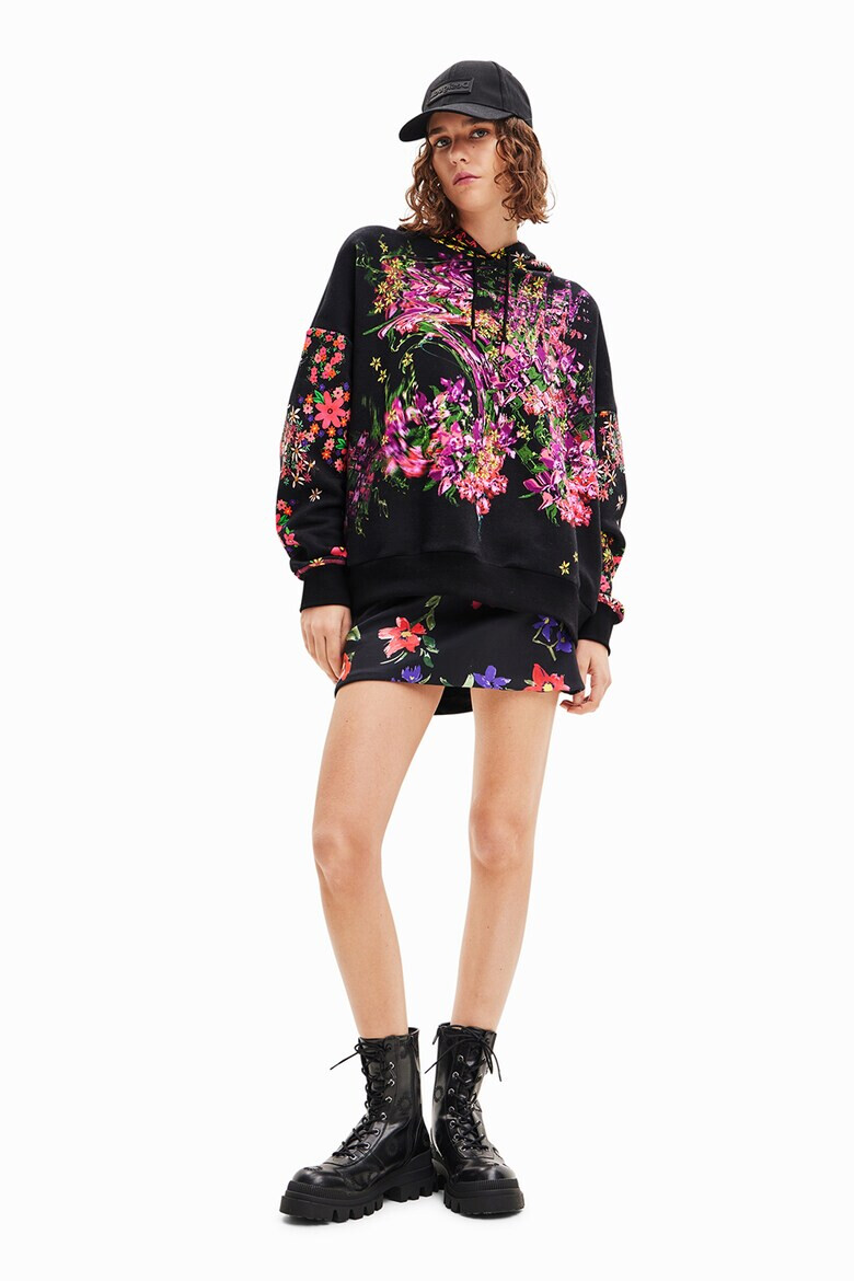 DESIGUAL Hanorac cu model floral si maneci cazute - Pled.ro