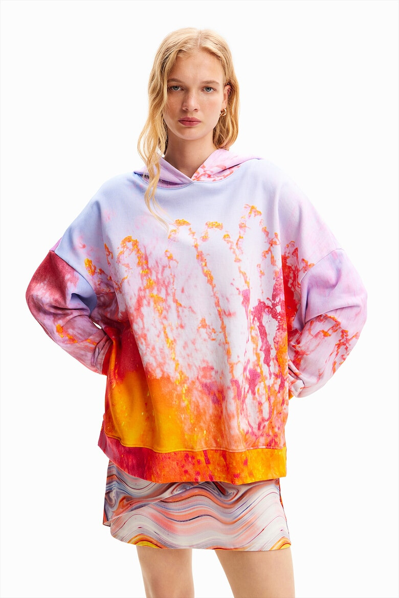 DESIGUAL Hanorac cu model tie-dye si maneci cazute - Pled.ro