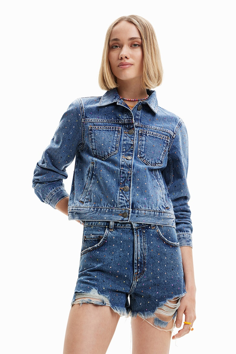 DESIGUAL Jacheta de denim cu aplicatii cu strasuri - Pled.ro