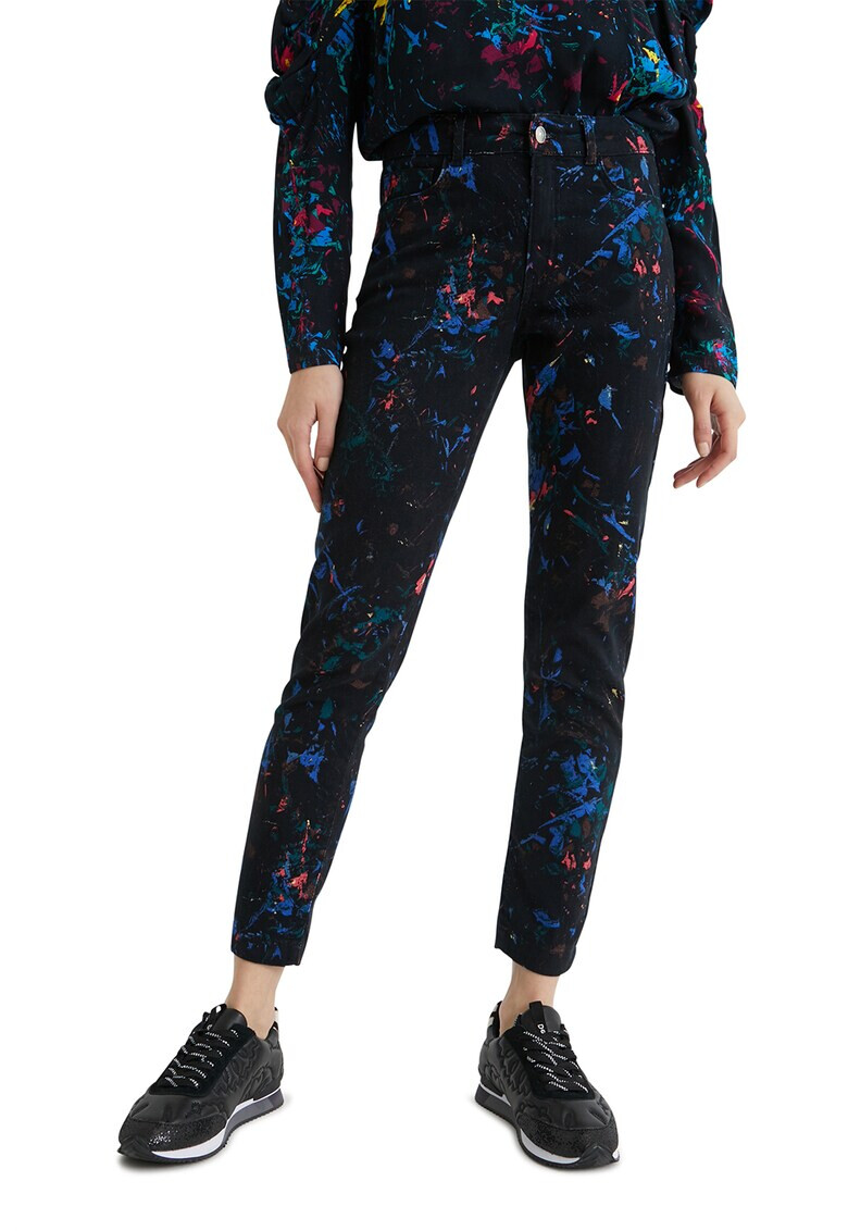 DESIGUAL Pantaloni crop de denim cu model abstract - Pled.ro