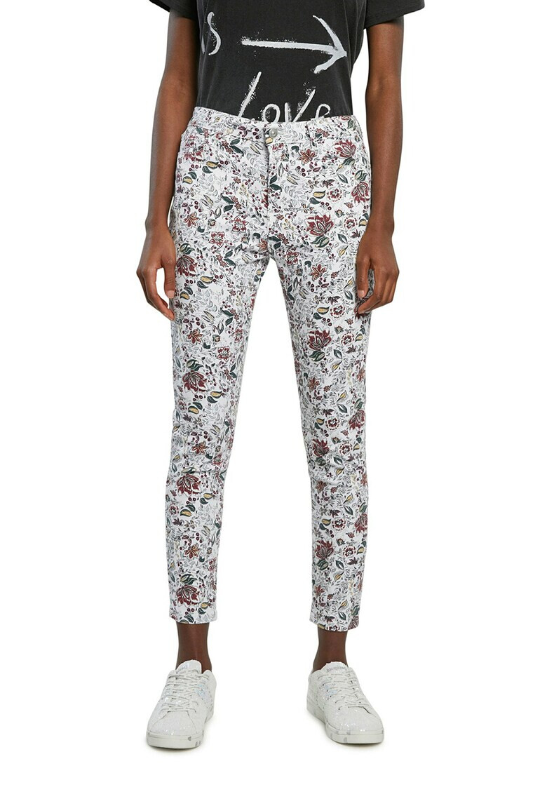 DESIGUAL Pantaloni crop super skinny cu model floral - Pled.ro