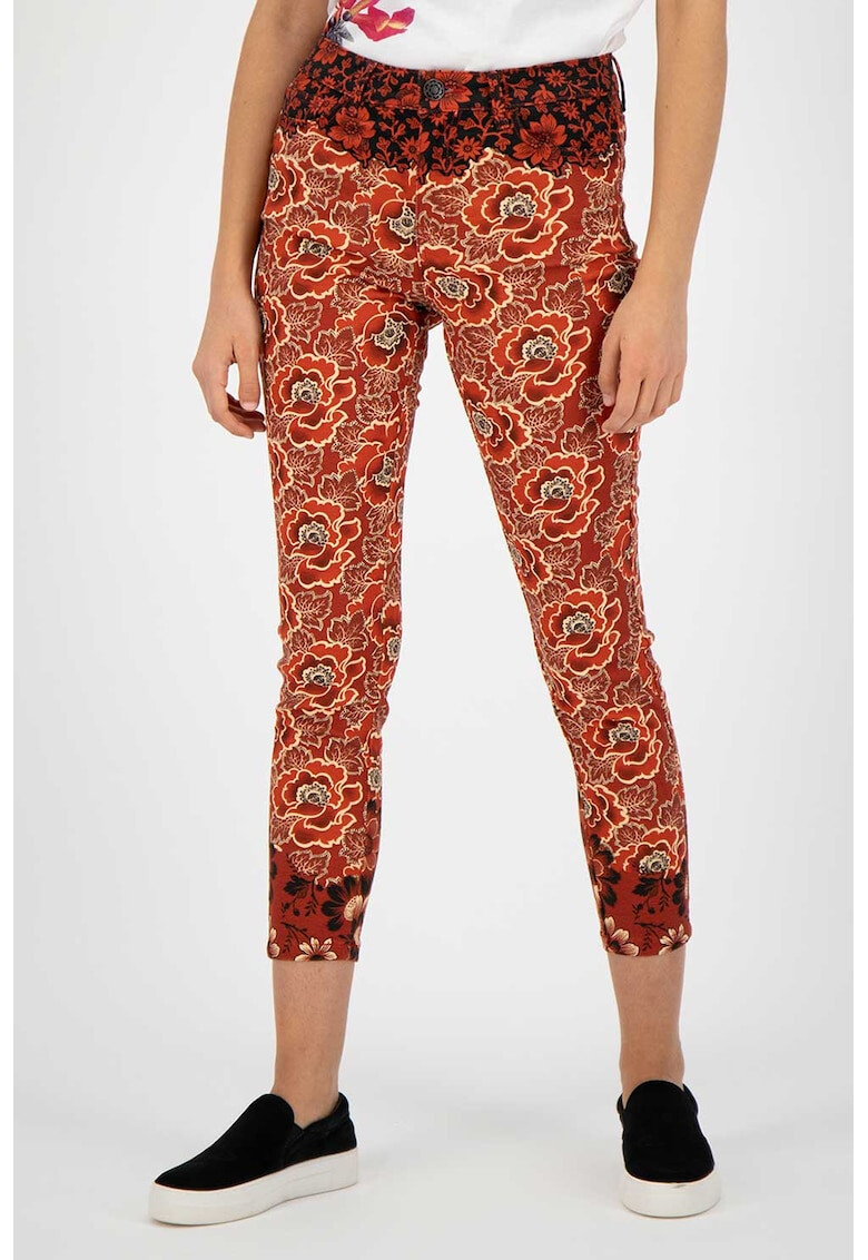 DESIGUAL Pantaloni skinny capri cu model floral - Pled.ro