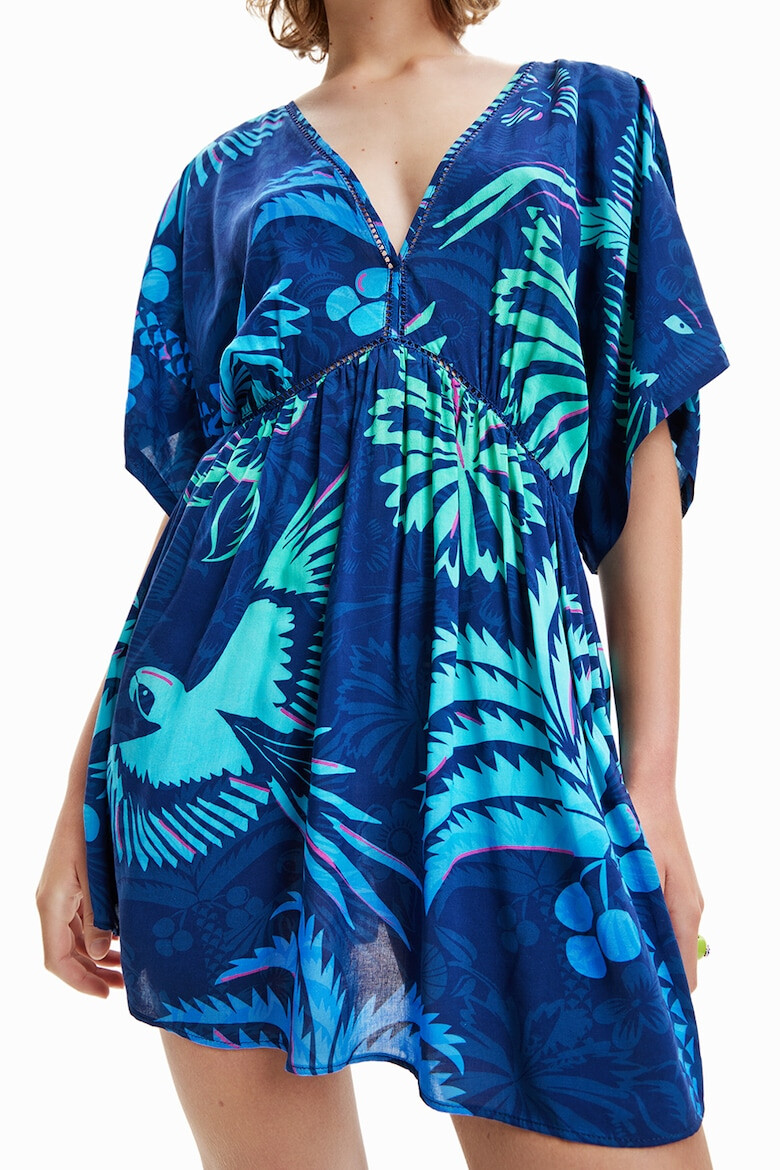 DESIGUAL Rochie cu decolteu in V si imprimeu tropical pentru plaja - Pled.ro