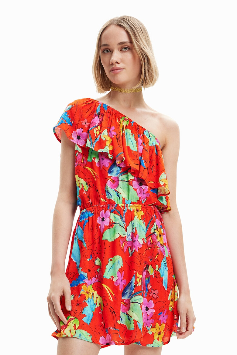 DESIGUAL Rochie cu decolteu pe un umar si imprimeu floral - Pled.ro