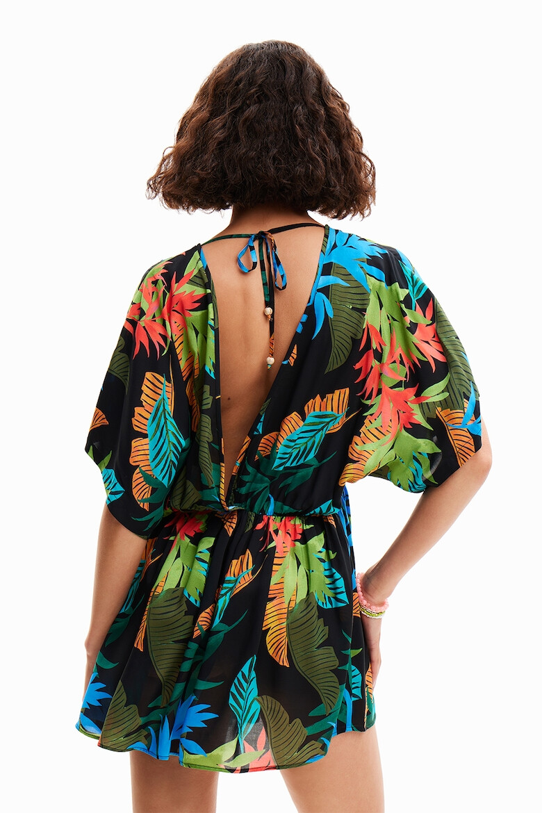 DESIGUAL Rochie de plaja cu imprimeu tropical si decolteu in V - Pled.ro