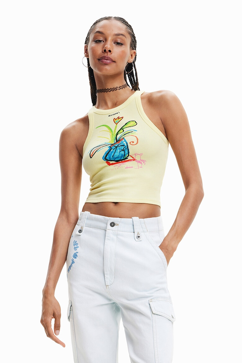 DESIGUAL Top crop de jerseu - Pled.ro