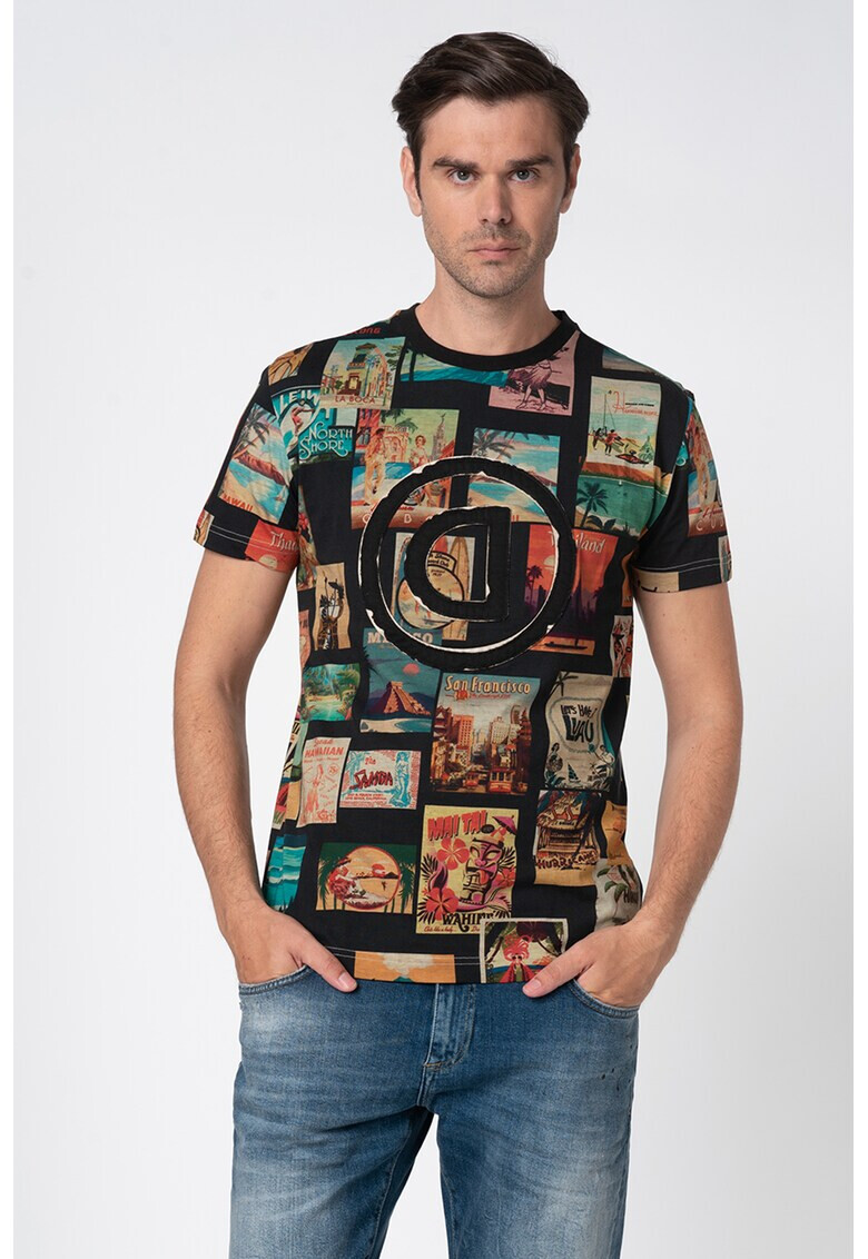 DESIGUAL Tricou cu aplicatie de denim Logan - Pled.ro