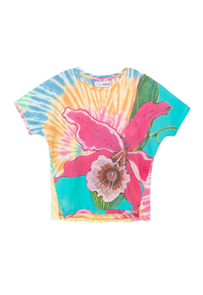 DESIGUAL Tricou cu imprimeu tie-dye si floare tropicala - Pled.ro