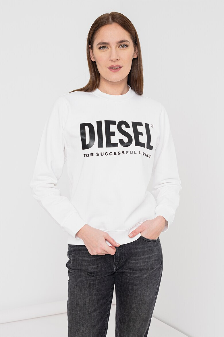 Diesel Bluza sport cu decolteu la baza gatului si imprimeu logo supradimensionat F-Angs - Pled.ro