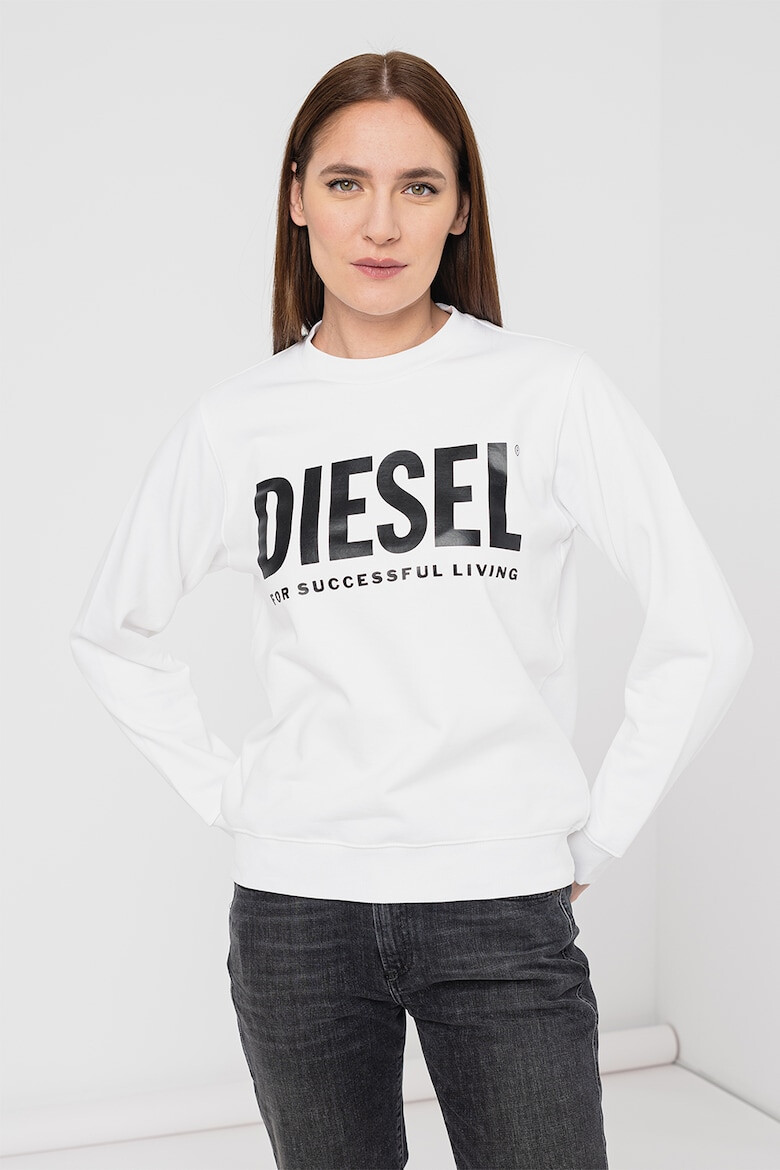 Diesel Bluza sport cu decolteu la baza gatului si imprimeu logo supradimensionat F-Angs - Pled.ro