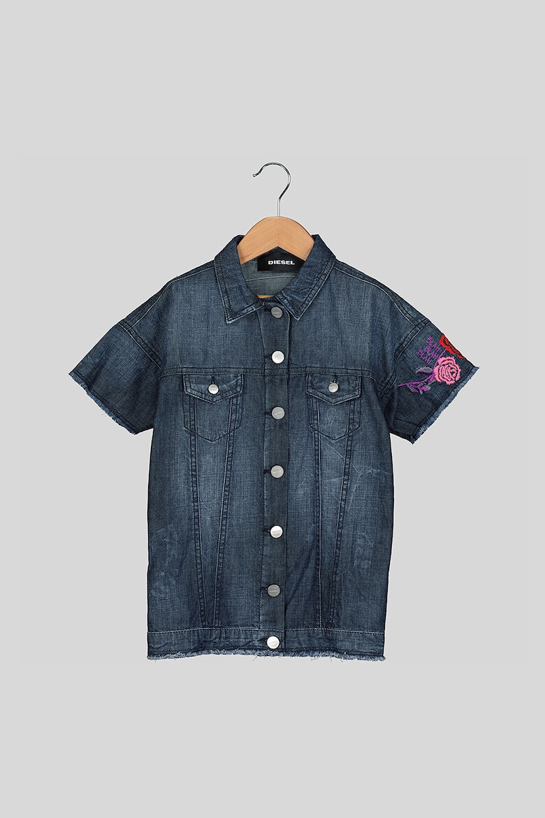 Diesel Camasa din denim cu broderii florale - Pled.ro