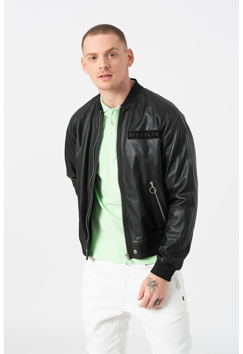 Diesel Jacheta bomber de piele cu aplicatie logo L-Pins-A - Pled.ro