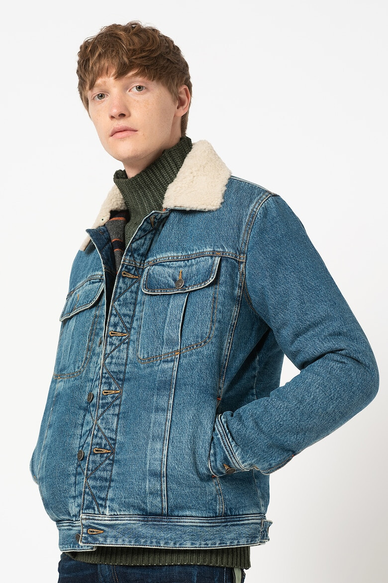 Diesel Jacheta de denim cu guler din blana shearling Uniko - Pled.ro