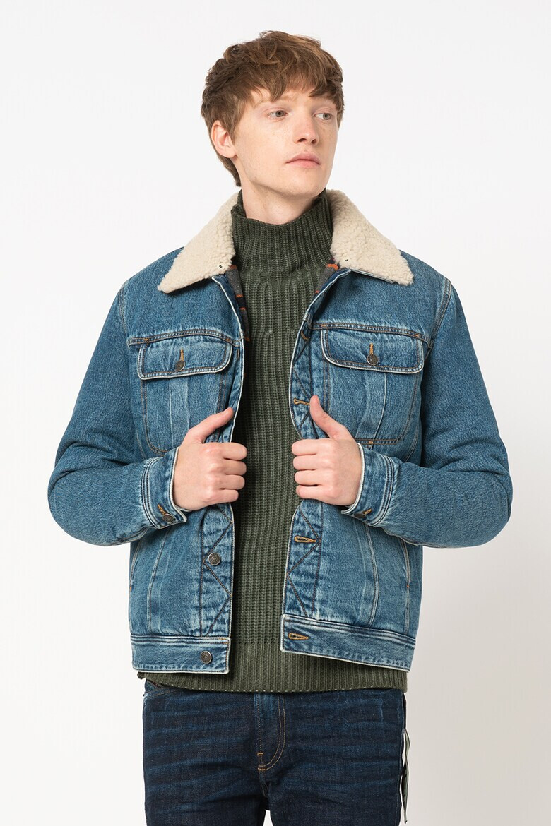 Diesel Jacheta de denim cu guler din blana shearling Uniko - Pled.ro