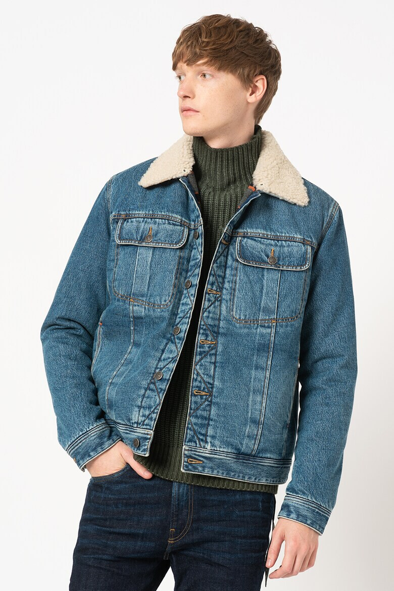 Diesel Jacheta de denim cu guler din blana shearling Uniko - Pled.ro