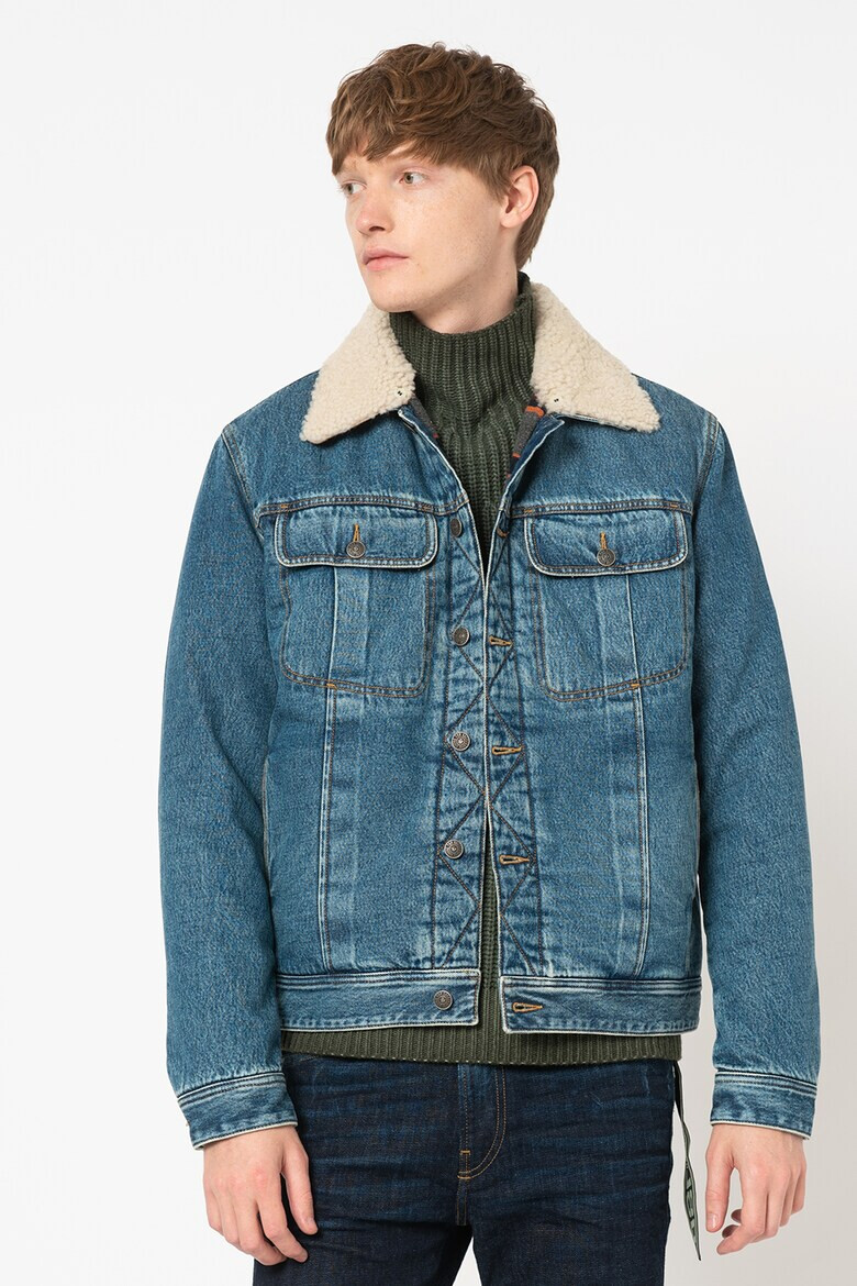 Diesel Jacheta de denim cu guler din blana shearling Uniko - Pled.ro