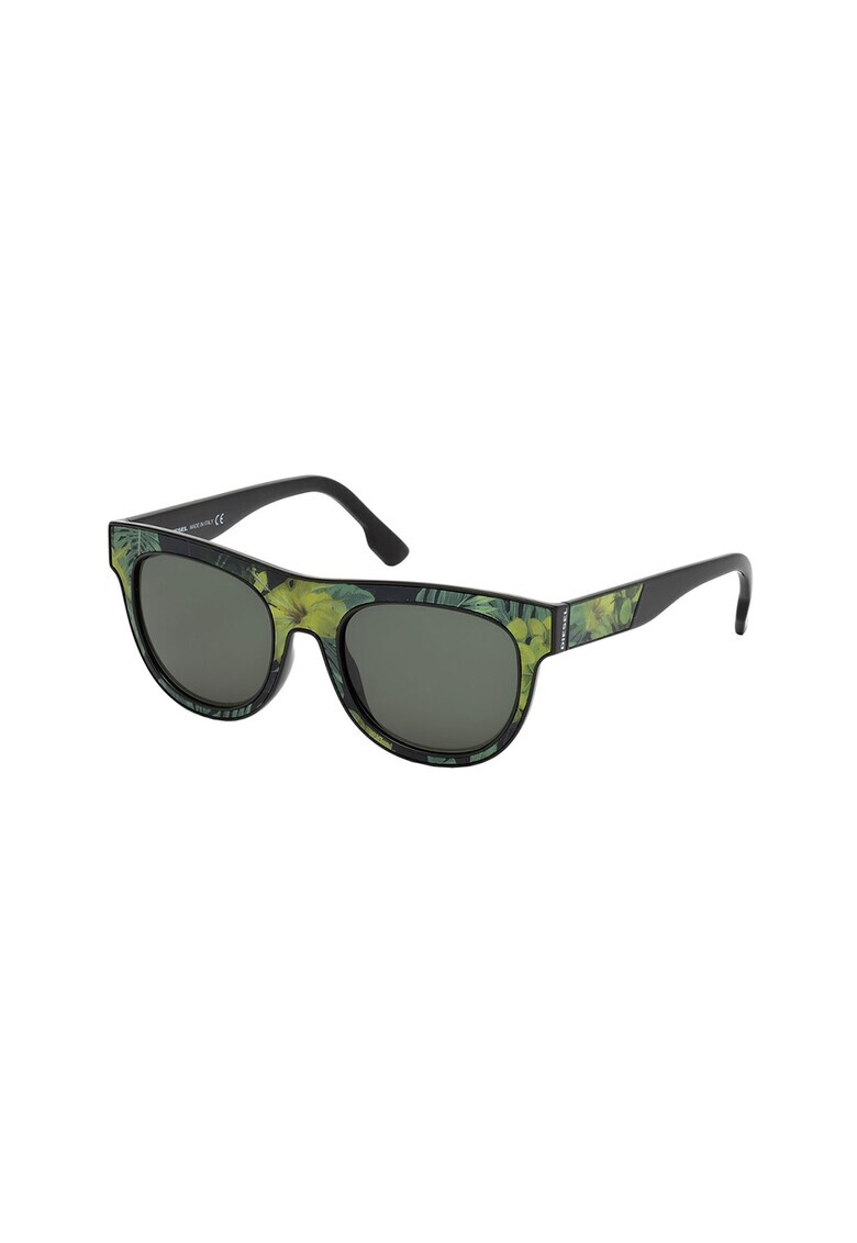 Diesel Ochelari de soare patrati unisex cu rama cu imprimeu tropical - Pled.ro