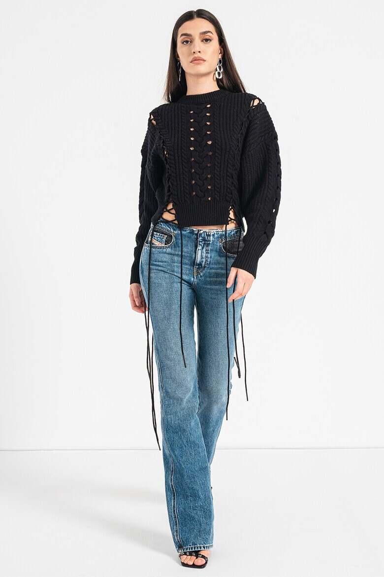 Diesel Pulover crop de lana cu slituri laterale - Pled.ro