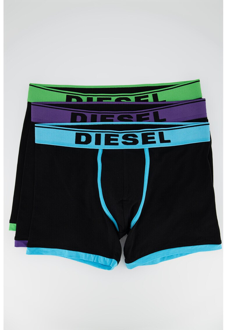 Diesel Set de boxeri cu banda logo in talie si model colorblock Sebastian - 3 perechi - Pled.ro