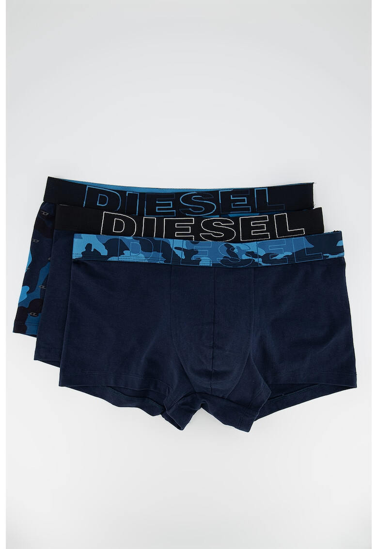 Diesel Set de boxeri cu imprimeu camuflaj si uni Damien - 3 perechi - Pled.ro