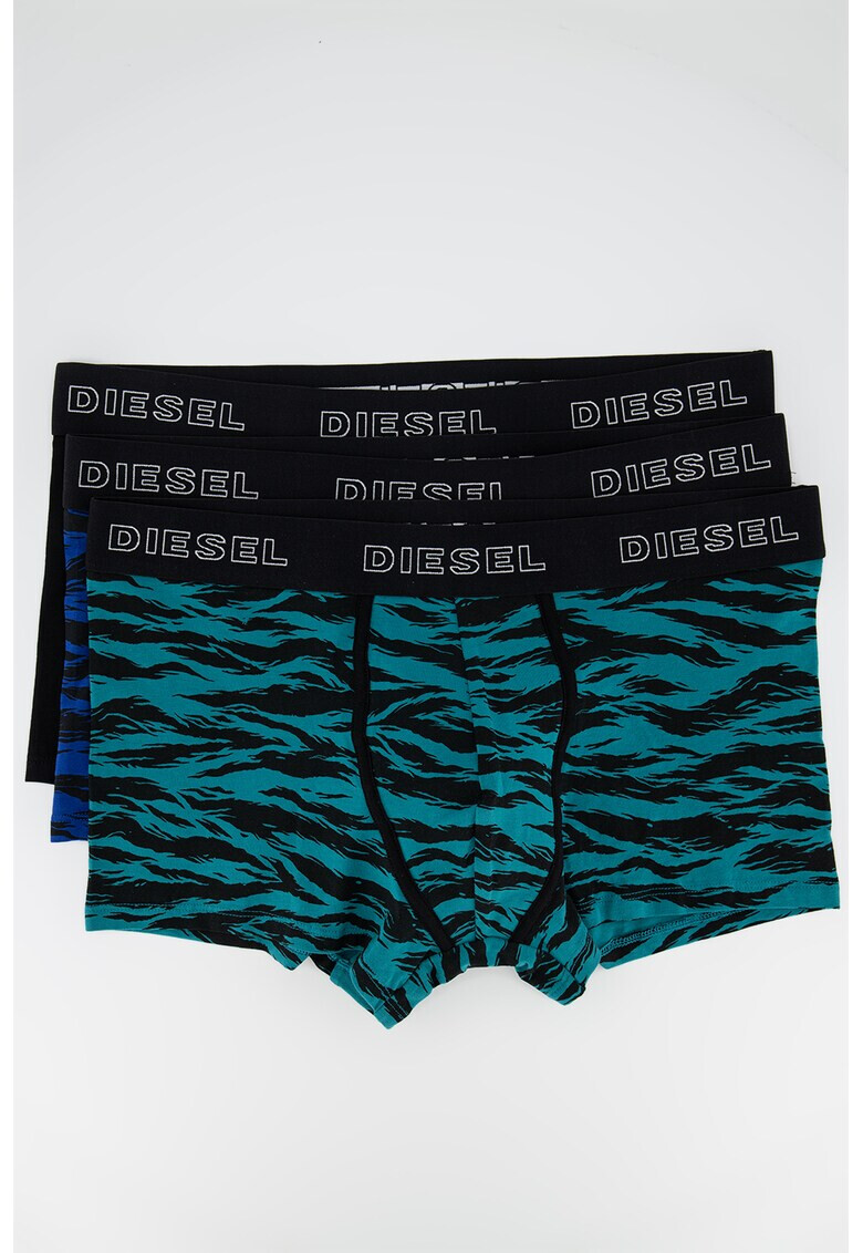 Diesel Set de boxeri uni si cu animal print Damien - 3 perechi - Pled.ro