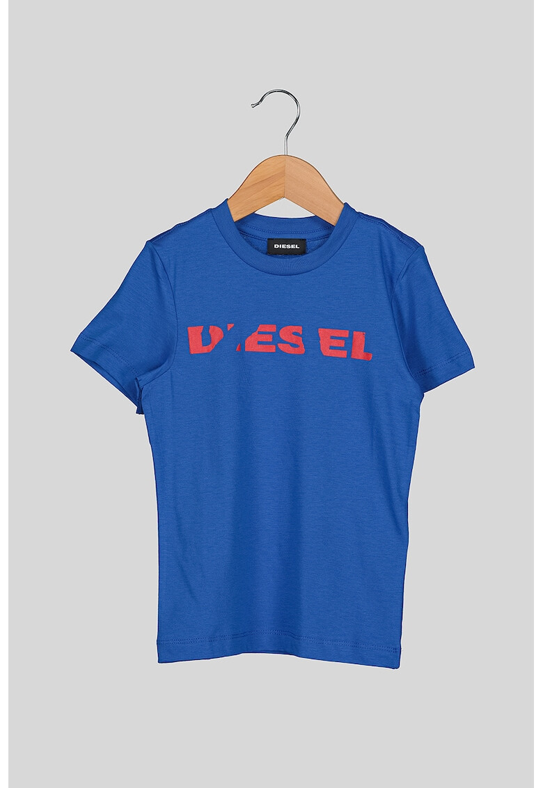 Diesel Tricou cu decolteu la baza gatului si imprimeu logo - Pled.ro