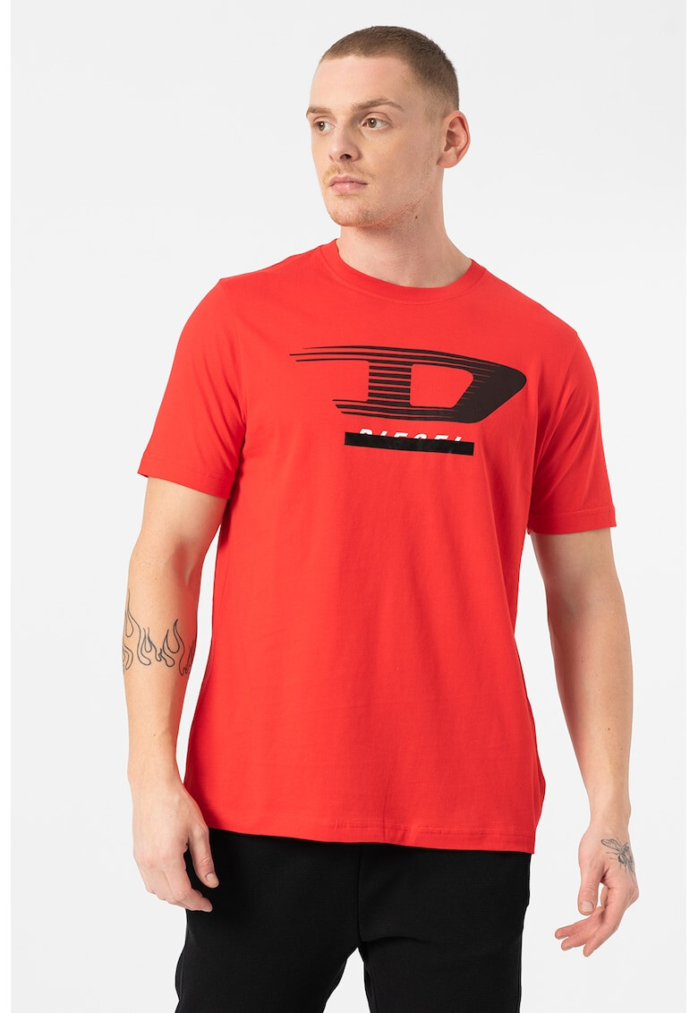 Diesel Tricou cu decolteu la baza gatului si imprimeu logo T-Just - Pled.ro