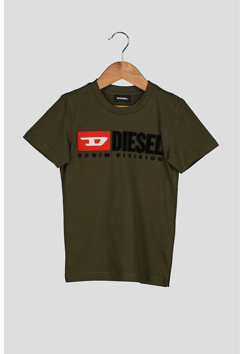 Diesel Tricou cu decolteu la baza gatului si logo brodat - Pled.ro