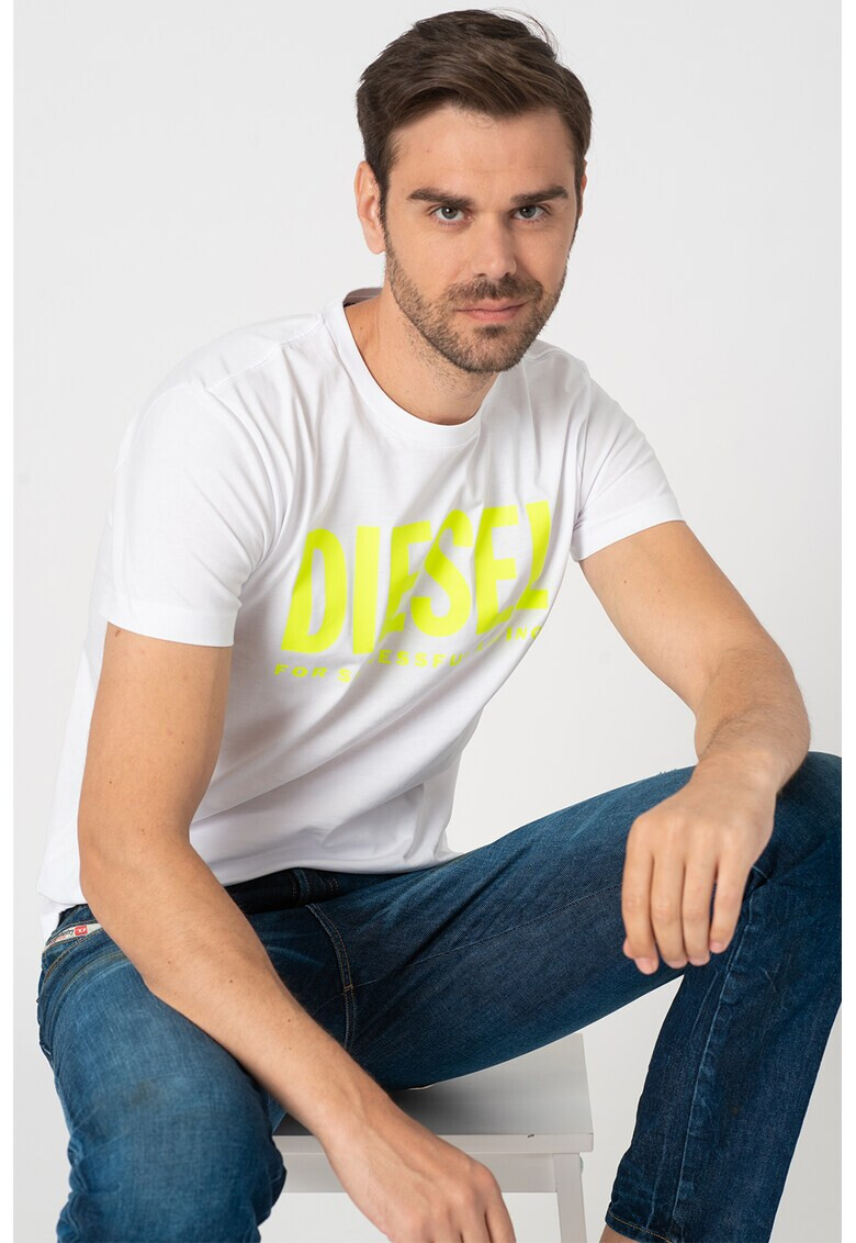 Diesel Tricou cu decolteu la baza gatului si imprimeu logo contrastant T-Diego - Pled.ro