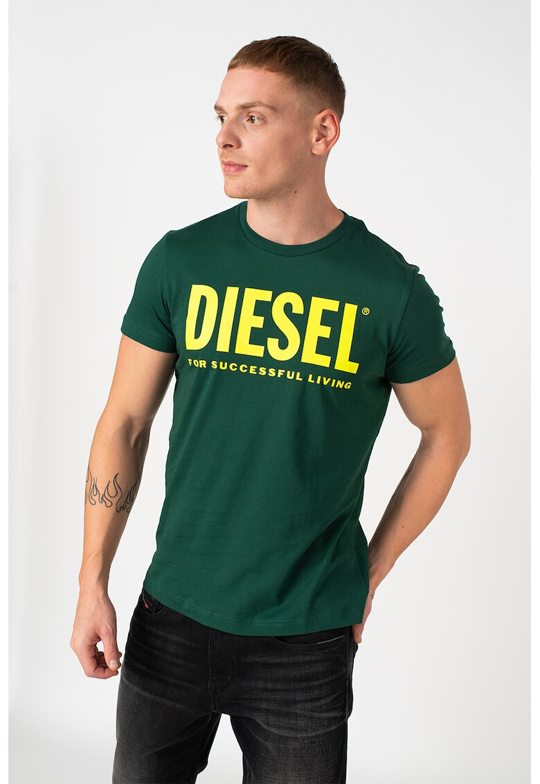 Diesel Tricou cu decolteu la baza gatului si imprimeu logo contrastant T-Diego - Pled.ro