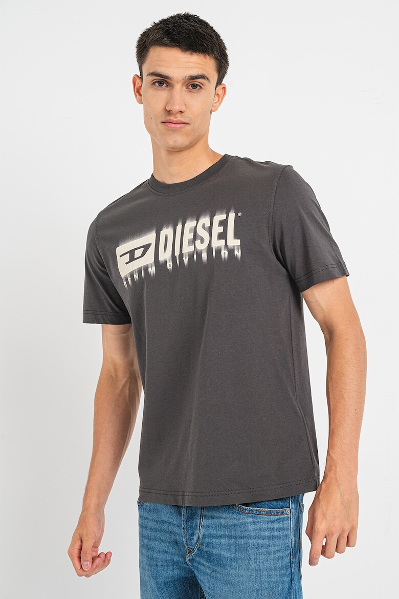 Diesel Tricou de bumbac cu logo cu aspect patat - Pled.ro