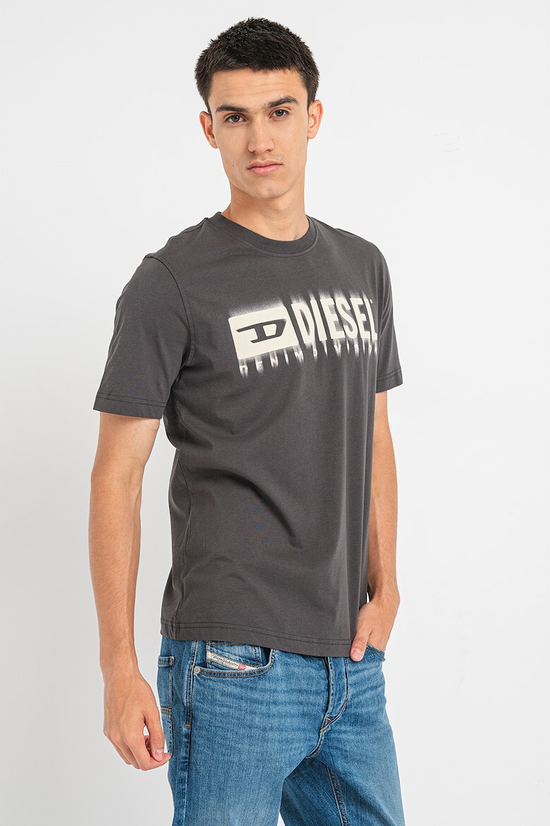 Diesel Tricou de bumbac cu logo cu aspect patat - Pled.ro