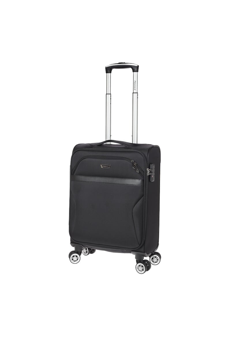 Diplomat Troler Cabina Poliester 4 Roti Duble Cifru TSA ZC 998 - 55 cm Negru - Pled.ro