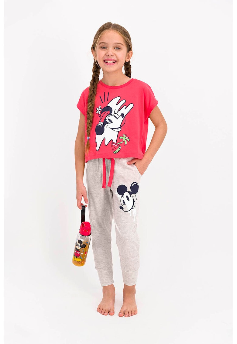 Disney Pijama cu imprimeu cu Mickey si Minnie Mouse - Pled.ro